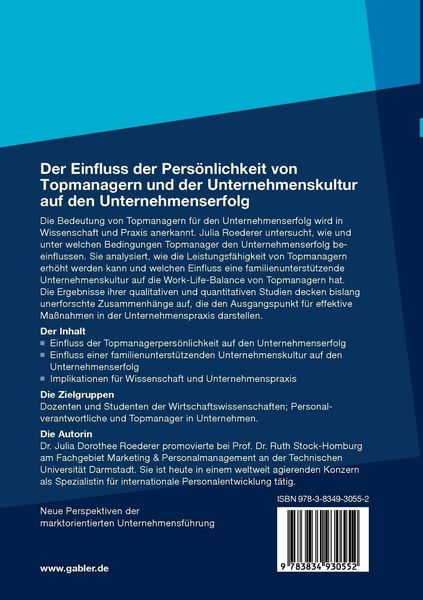 Produktbild: Der Einfluss der Pers&ouml;nlichkeit von Topmanagern und der Unternehmenskultur auf den Unternehmenserfolg