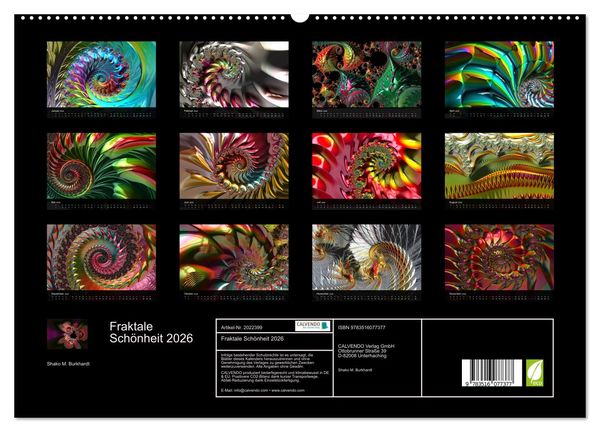 Produktbild: Fraktale Sch&ouml;nheit 2026 (hochwertiger Premium Wandkalender 2026 DIN A2 quer), Kunstdruck in Hochglanz