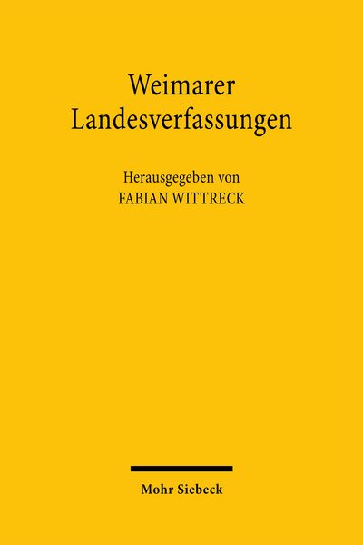 Produktbild: Weimarer Landesverfassungen