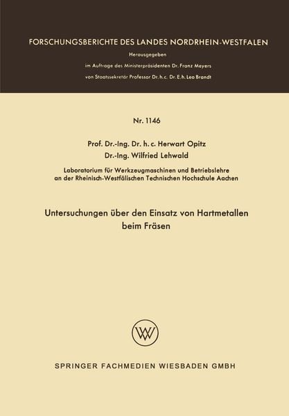 Produktbild: Untersuchungen &uuml;ber den Einsatz von Hartmetallen beim Fr&auml;sen