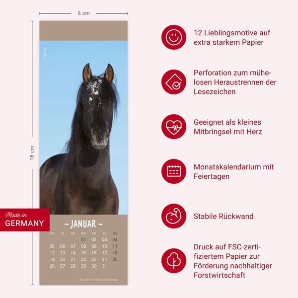 Produktbild: Pferde Lesezeichen & Kalender 2026