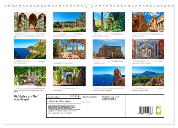 Produktbild: Highlights am Golf von Neapel (Wandkalender 2026 DIN A3 quer), CALVENDO Monatskalender