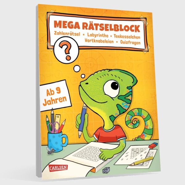 Produktbild: R&auml;tseln f&uuml;r Kinder ab 8: Mega R&auml;tselblock - Zahlenr&auml;tsel, Labyrinthe, Teekesselchen, Wortknobeleien, Quizfragen