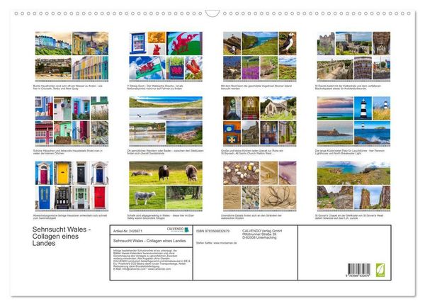 Produktbild: Sehnsucht Wales - Collagen eines Landes (Wandkalender 2027 DIN A2 quer), CALVENDO Monatskalender