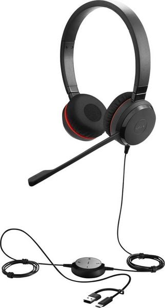Jabra Evolve 30 II On Ear Headset kabelgebunden Stereo Schwarz Noise Cancelling, Mikrofon-Rauschunterdrückung Headset, Lautstärkeregelung, Mikrofon -