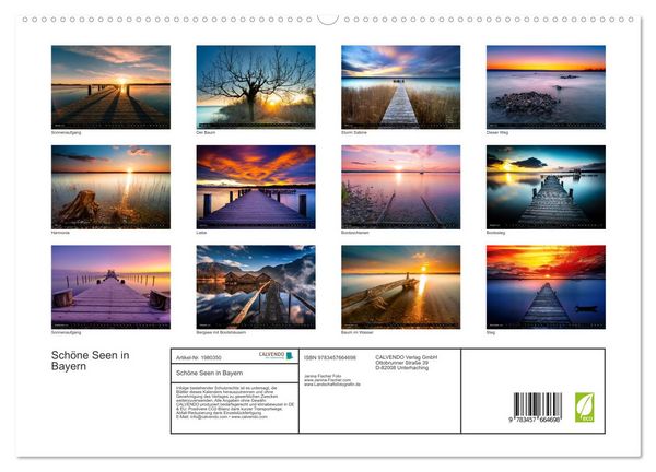 Produktbild: Sch&ouml;ne Seen in Bayern (hochwertiger Premium Wandkalender 2026 DIN A2 quer), Kunstdruck in Hochglanz