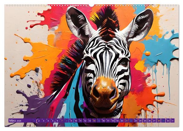 Produktbild: ZEBRAS - Modern Art (hochwertiger Premium Wandkalender 2026 DIN A2 quer), Kunstdruck in Hochglanz