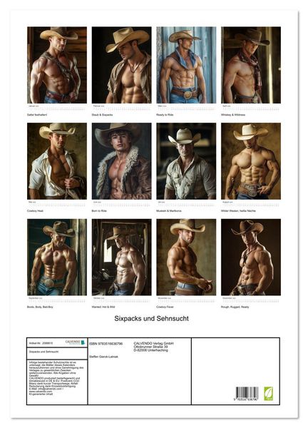 Produktbild: Sixpacks und Sehnsucht (Wandkalender 2026 DIN A2 hoch), CALVENDO Monatskalender