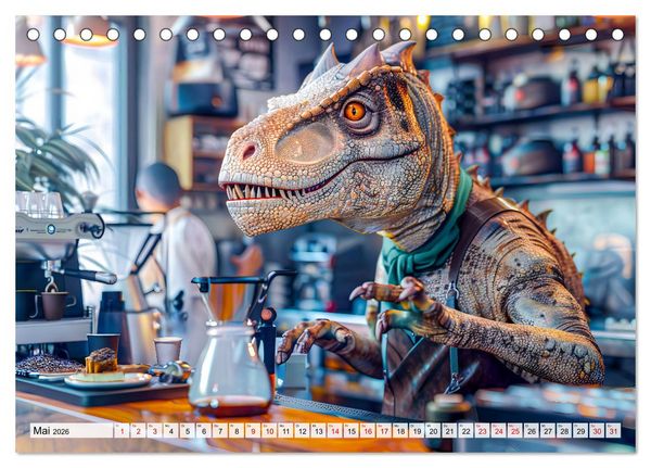 Produktbild: Dinosaurier-Alltag - Wenn sie nicht ausgestorben w&auml;ren! (Tischkalender 2026 DIN A5 quer), CALVENDO Monatskalender