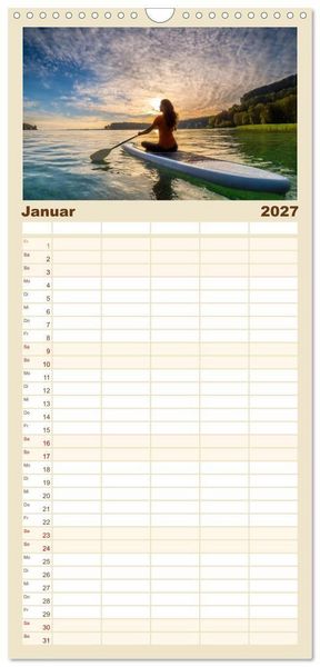 Produktbild: Familienplaner 2027 - Im Fluss der Zeit &ndash; SUP-Momente zum Durchatmen mit 5 Spalten (Wandkalender, 21 x 45 cm) CALVENDO