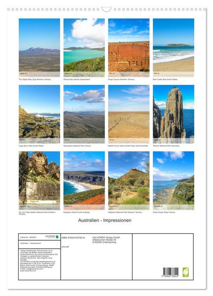 Produktbild: Australien - Impressionen (Wandkalender 2026 DIN A2 hoch), CALVENDO Monatskalender
