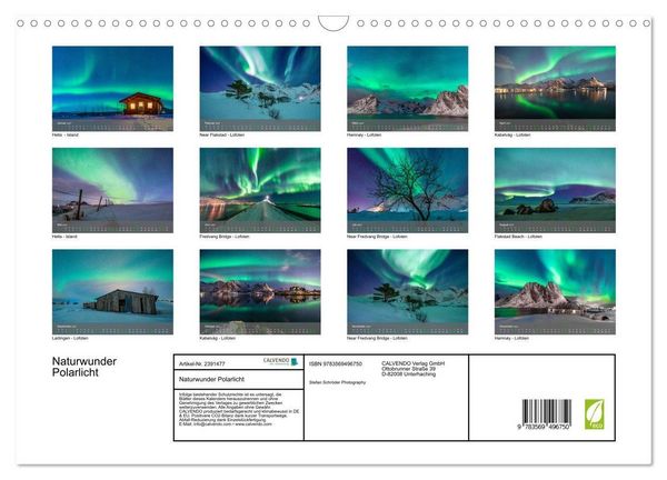 Produktbild: Naturwunder Polarlicht (Wandkalender 2027 DIN A3 quer), CALVENDO Monatskalender