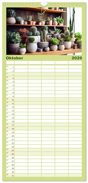 Produktbild: Familienplaner 2026 - Kaktuszauberland mit 5 Spalten (Wandkalender, 21 x 45 cm) CALVENDO