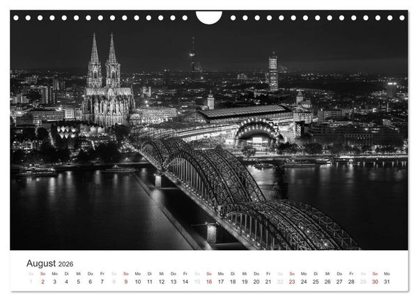 Produktbild: K&ouml;ln - monochrome Ansichten (Wandkalender 2026 DIN A4 quer), CALVENDO Monatskalender
