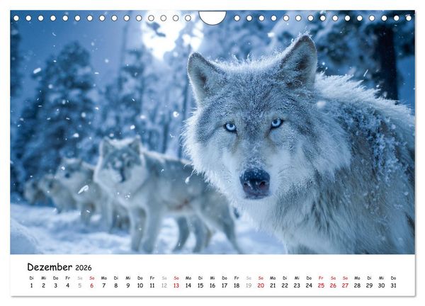 Produktbild: W&ouml;lfe im Mondlicht - Ruf der Wildnis (Wandkalender 2026 DIN A4 quer), CALVENDO Monatskalender