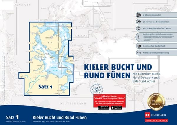 Produktbild: Sportbootkarten Satz 1: Kieler Bucht und Rund F&uuml;nen (Ausgabe 2026)