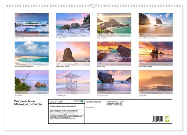 Produktbild: Wundersch&ouml;ne Meereslandschaften (Wandkalender 2026 DIN A2 quer), CALVENDO Monatskalender