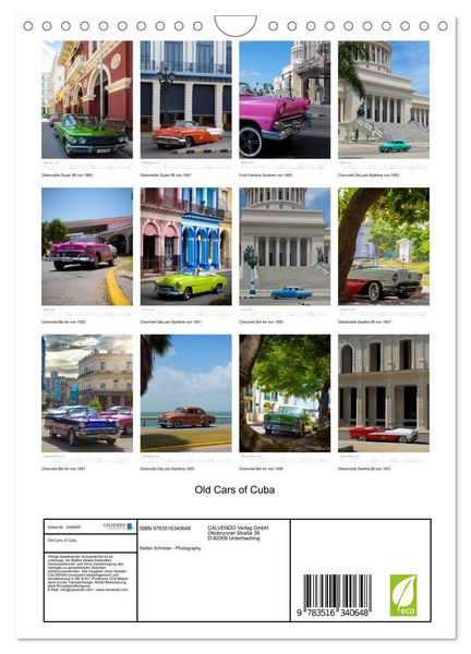 Produktbild: Old Cars of Cuba (Wandkalender 2026 DIN A4 hoch), CALVENDO Monatskalender