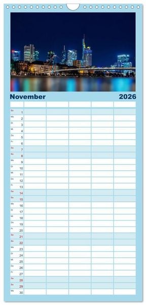 Produktbild: Familienplaner 2026 - Frankfurt am Main - at night mit 5 Spalten (Wandkalender, 21 x 45 cm) CALVENDO