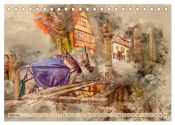 Produktbild: Romantische St&auml;dte - Rothenburg ob der Tauber (Tischkalender 2026 DIN A5 quer), CALVENDO Monatskalender