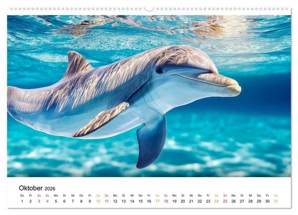 Produktbild: Delfine - Wellen K&uuml;nstler (hochwertiger Premium Wandkalender 2026 DIN A2 quer), Kunstdruck in Hochglanz