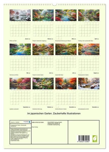 Produktbild: Im japanischen Garten. Zauberhafte Illustrationen (hochwertiger Premium Wandkalender 2026 DIN A2 hoch), Kunstdruck in Hochglanz