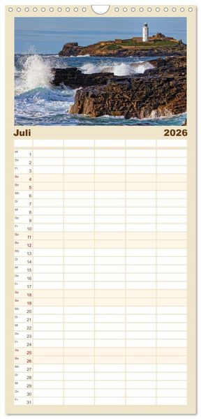 Produktbild: Familienplaner 2026 - Cornwall - Einzigartig mit 5 Spalten (Wandkalender, 21 x 45 cm) CALVENDO