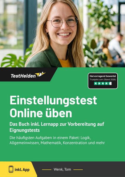 Produktbild: Einstellungstest Online &uuml;ben: Das Buch inkl. Lernapp zur Vorbereitung auf Eignungstests