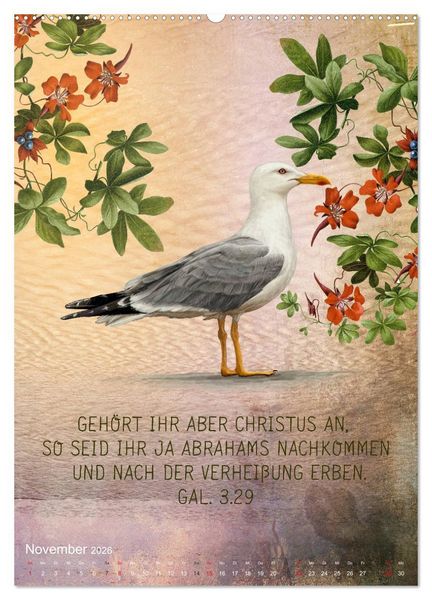 Produktbild: Bibelworte f&uuml;r Vogelfreunde (Wandkalender 2026 DIN A2 hoch), CALVENDO Monatskalender