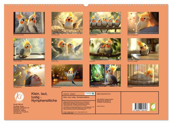 Produktbild: Klein, laut, lustig - Nymphensittiche (hochwertiger Premium Wandkalender 2026 DIN A2 quer), Kunstdruck in Hochglanz