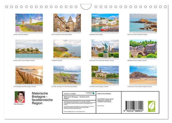 Produktbild: Malerische Bretagne - facettenreiche Region (Wandkalender 2026 DIN A4 quer), CALVENDO Monatskalender