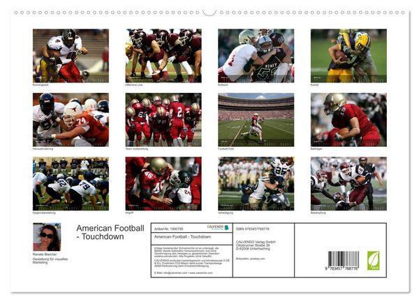 Produktbild: American Football - Touchdown (hochwertiger Premium Wandkalender 2026 DIN A2 quer), Kunstdruck in Hochglanz