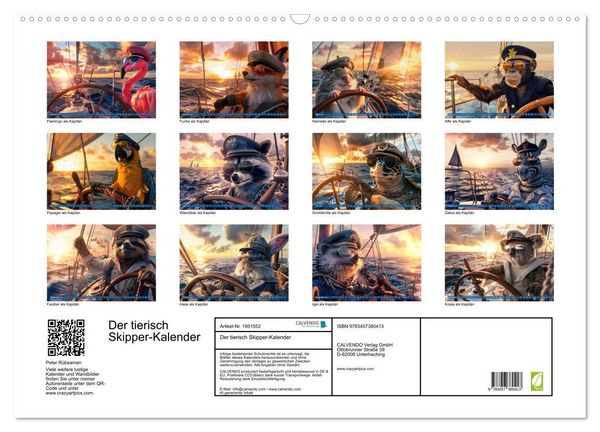 Produktbild: Der tierisch Skipper-Kalender (Wandkalender 2026 DIN A2 quer), CALVENDO Monatskalender
