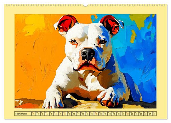 Produktbild: Pit Bulls und Familie. Bunte Bull Breed Sch&ouml;nheiten (Wandkalender 2026 DIN A2 quer), CALVENDO Monatskalender