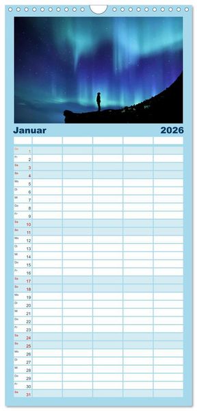 Produktbild: Familienplaner 2026 - Magische Polarlichter der Erde mit 5 Spalten (Wandkalender, 21 x 45 cm) CALVENDO