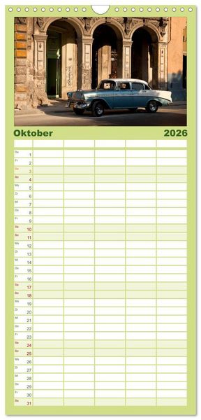 Produktbild: Familienplaner 2026 - Classic Cars of Cuba mit 5 Spalten (Wandkalender, 21 x 45 cm) CALVENDO