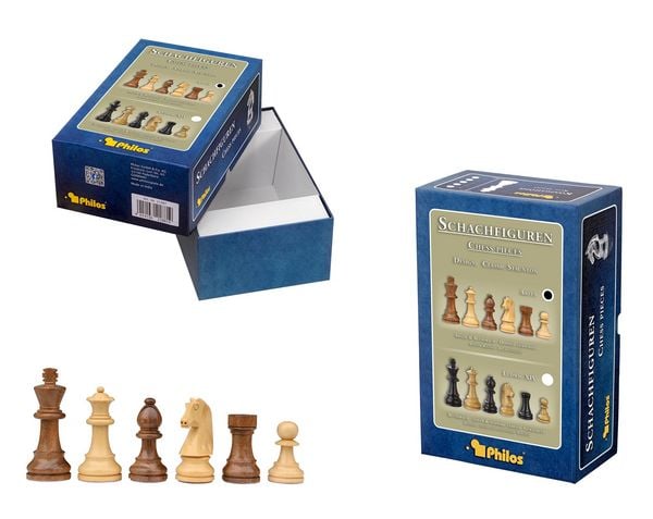 Schachfiguren Artus, Königshöhe 78 mm, gewichtet, in Setup Box