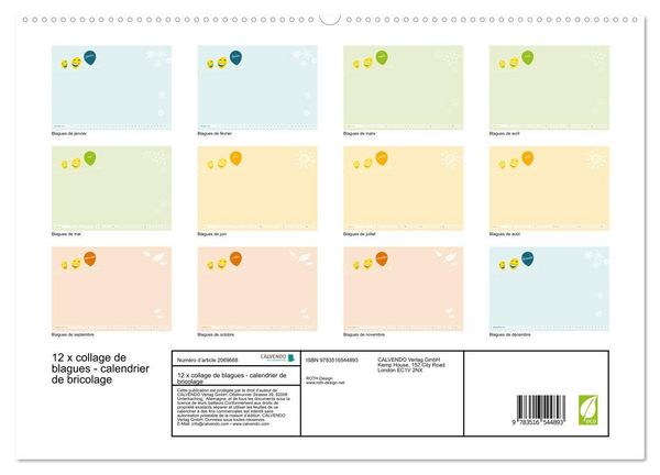 Produktbild: 12 x collage de blagues - calendrier de bricolage (Calendrier mural 2026 DIN A2 vertical) calendrier de bureau