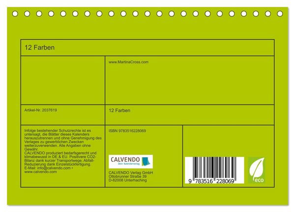 Produktbild: 12 Farben (Tischkalender 2026 DIN A5 quer), CALVENDO Monatskalender