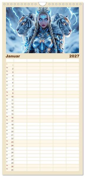 Produktbild: Familienplaner 2027 - Wilde Seelen mit 5 Spalten (Wandkalender, 21 x 45 cm) CALVENDO