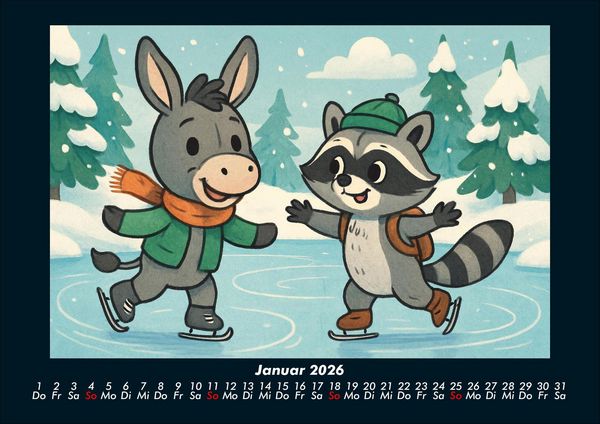 Produktbild: Huf & Rocco Abenteuer durchs Jahr 2026 Fotokalender DIN A4
