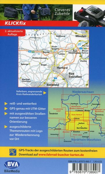 Radwanderkarte BVA Radwandern im Kreis Herford 1:50.000