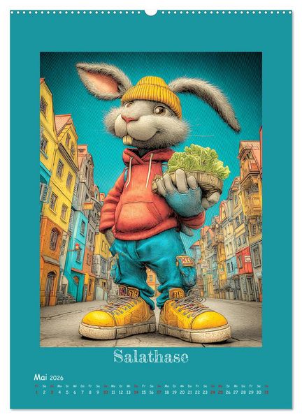 Produktbild: Urban Rabbits. Coole Stadthasen mit Charakter (hochwertiger Premium Wandkalender 2026 DIN A2 hoch), Kunstdruck in Hochglanz