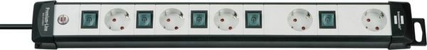 Produktbild: Brennenstuhl 1951550600 Steckdosenleiste mit Schalter 5fach Schwarz, Lichtgrau Schutzkontakt 1 St.