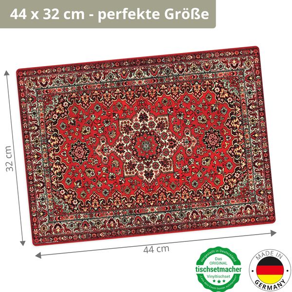 Produktbild: Tischsetmacher Tischsets Orientalischer Teppich in rot, aus hochwertigem Vinyl (4 St&uuml;ck), 44 x 32 cm