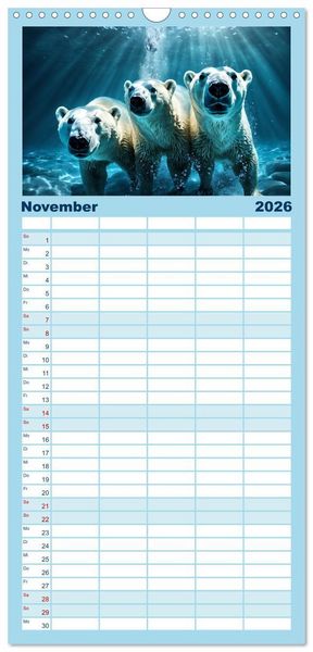 Produktbild: Familienplaner 2026 - Im magischen Land der Eisb&auml;ren mit 5 Spalten (Wandkalender, 21 x 45 cm) CALVENDO