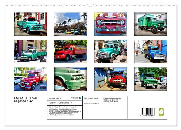 Produktbild: FORD F1 - Truck Legende 1951 (hochwertiger Premium Wandkalender 2026 DIN A2 quer), Kunstdruck in Hochglanz