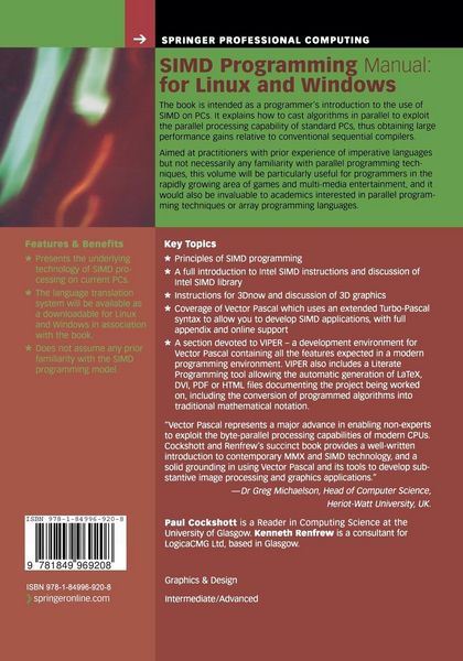 Produktbild: SIMD Programming Manual for Linux and Windows