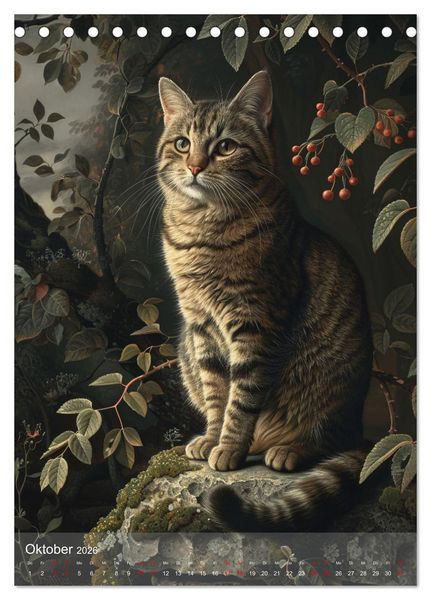 Produktbild: Katzen Kunstillustrationen (Tischkalender 2026 DIN A5 hoch), CALVENDO Monatskalender