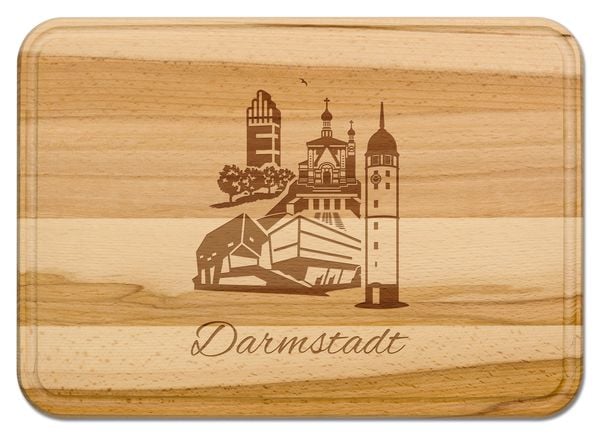 Produktbild: Buchenholz Schneidebrett 35x25cm, Motiv Darmstadt